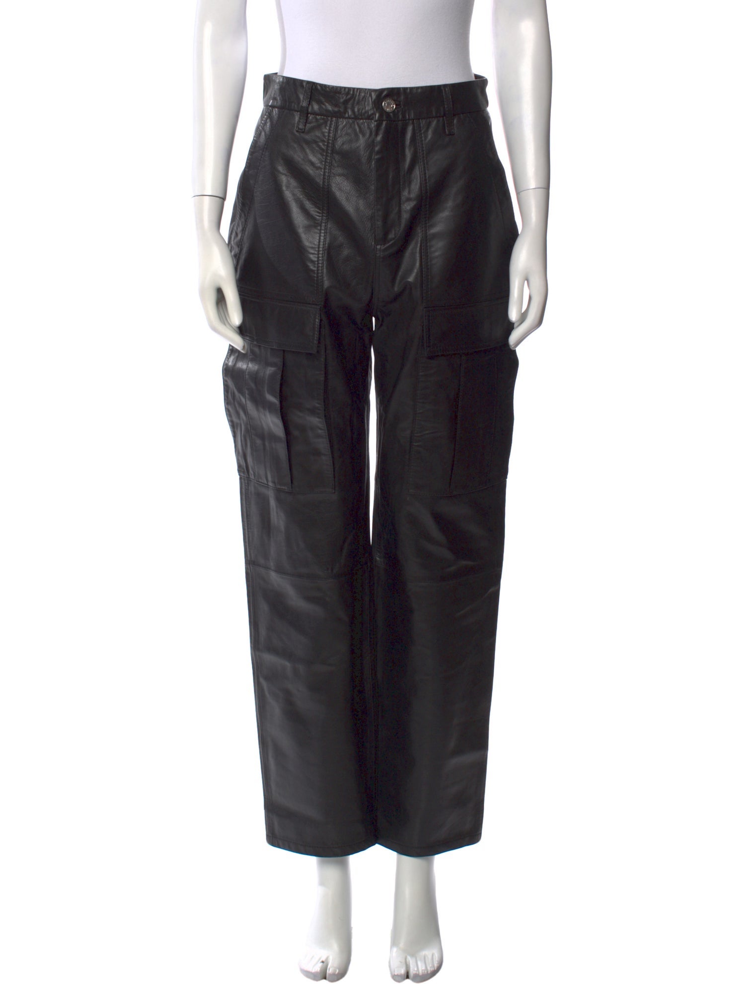 GRLFRND Leather Straight Leg Pants