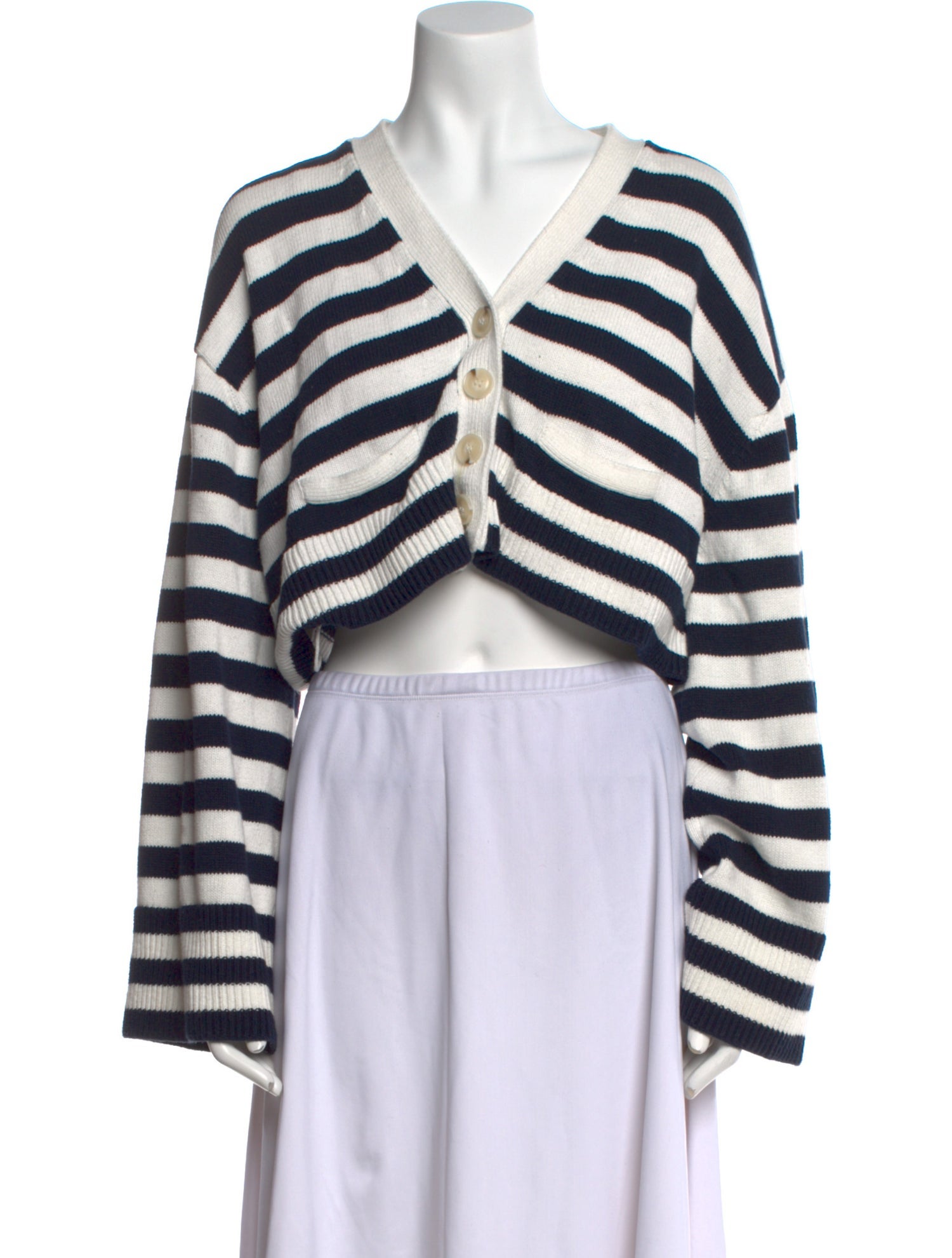 GRLFRND Striped V-Neck Sweater