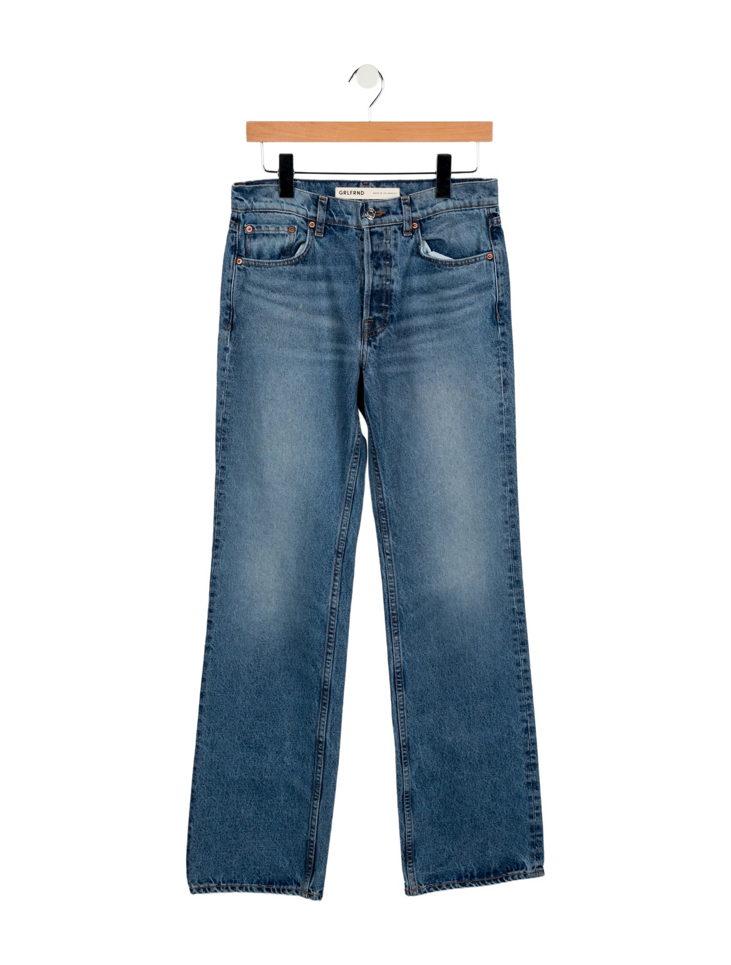 GRLFRND Mid-Rise Straight Leg Jeans
