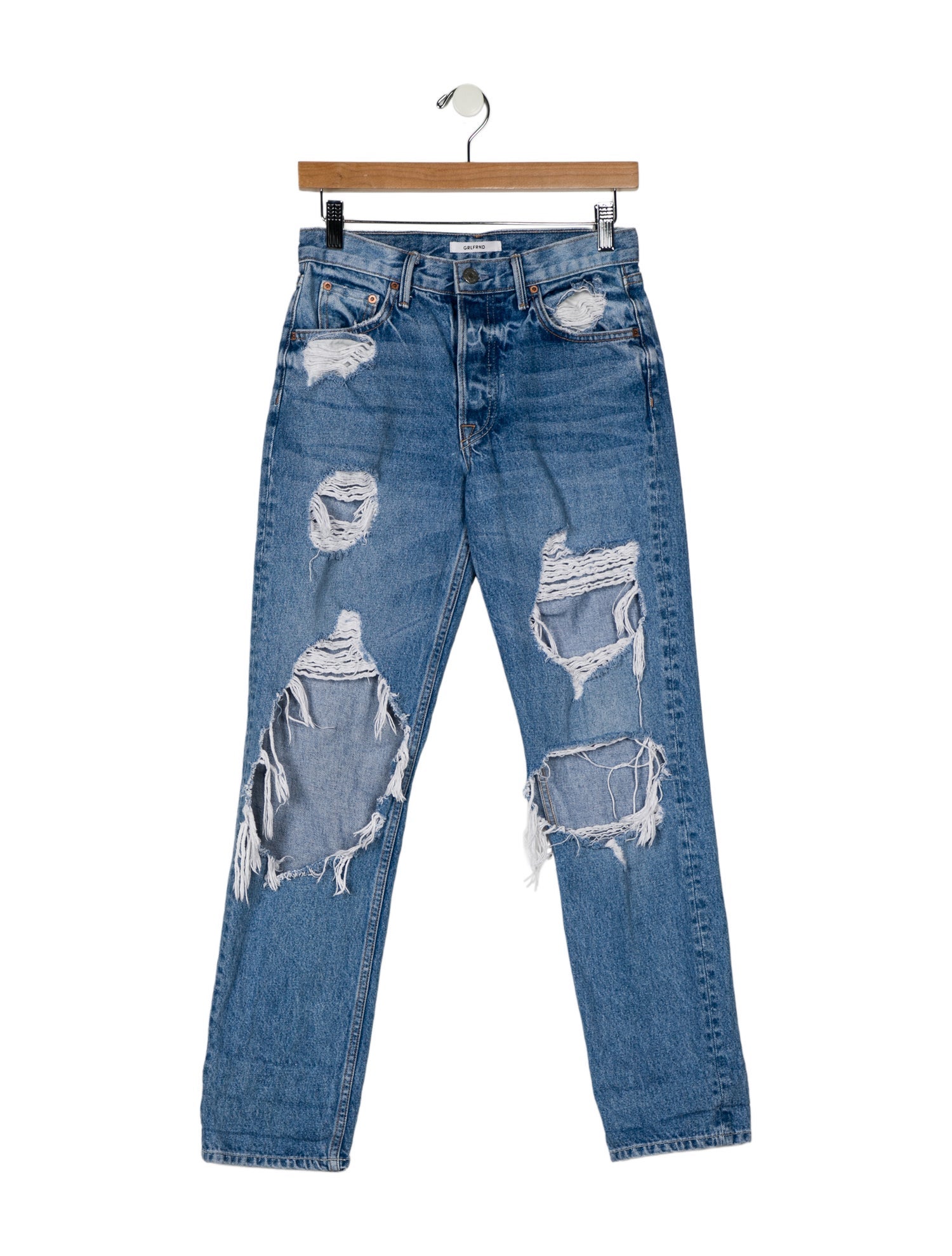 GRLFRND Mid-Rise Straight Leg Jeans