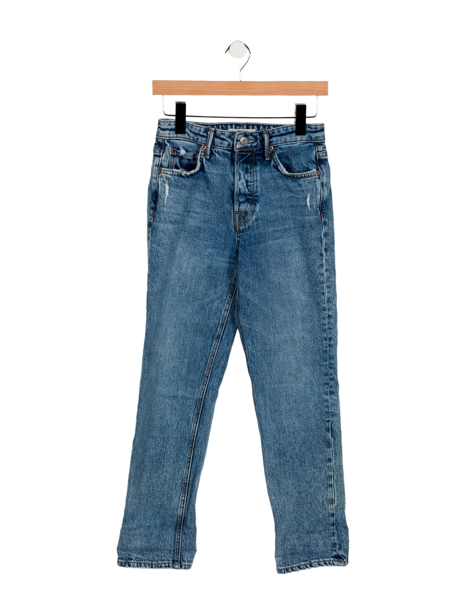 GRLFRND Mid-Rise Straight Leg Jeans