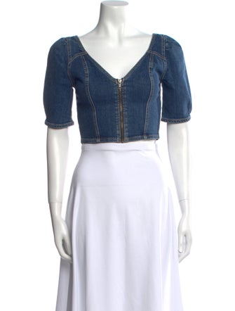 GRLFRND V-Neck Short Sleeve Crop Top