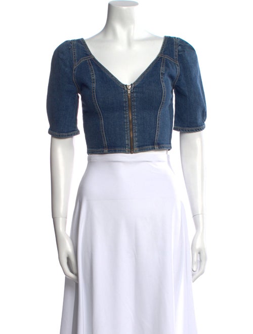 GRLFRND V-Neck Short Sleeve Crop Top