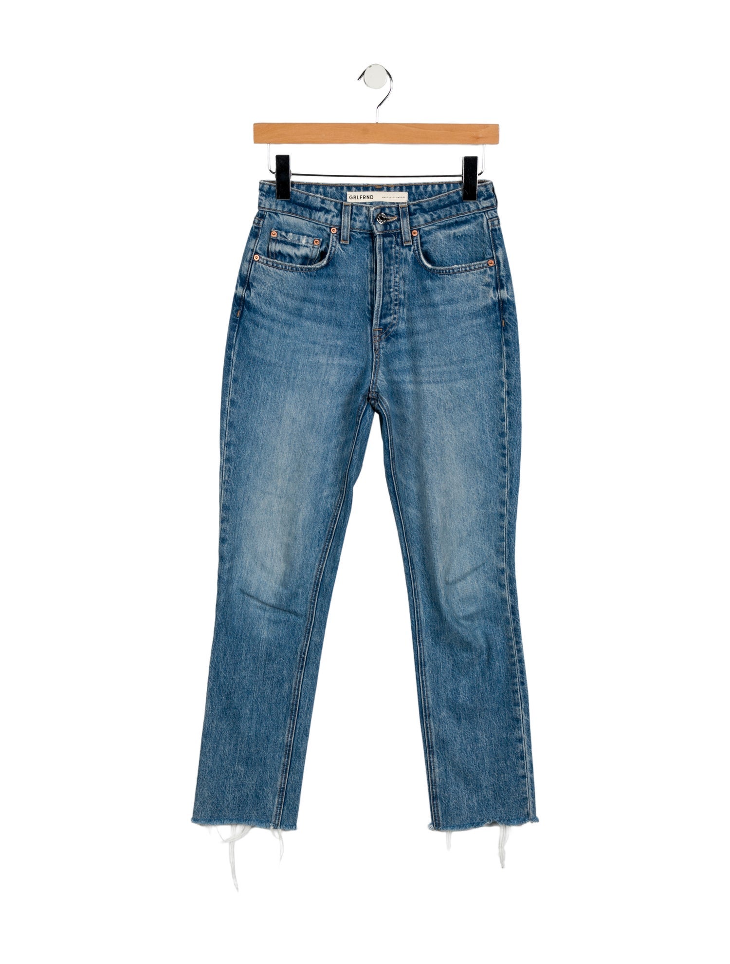 GRLFRND Mid-Rise Straight Leg Jeans