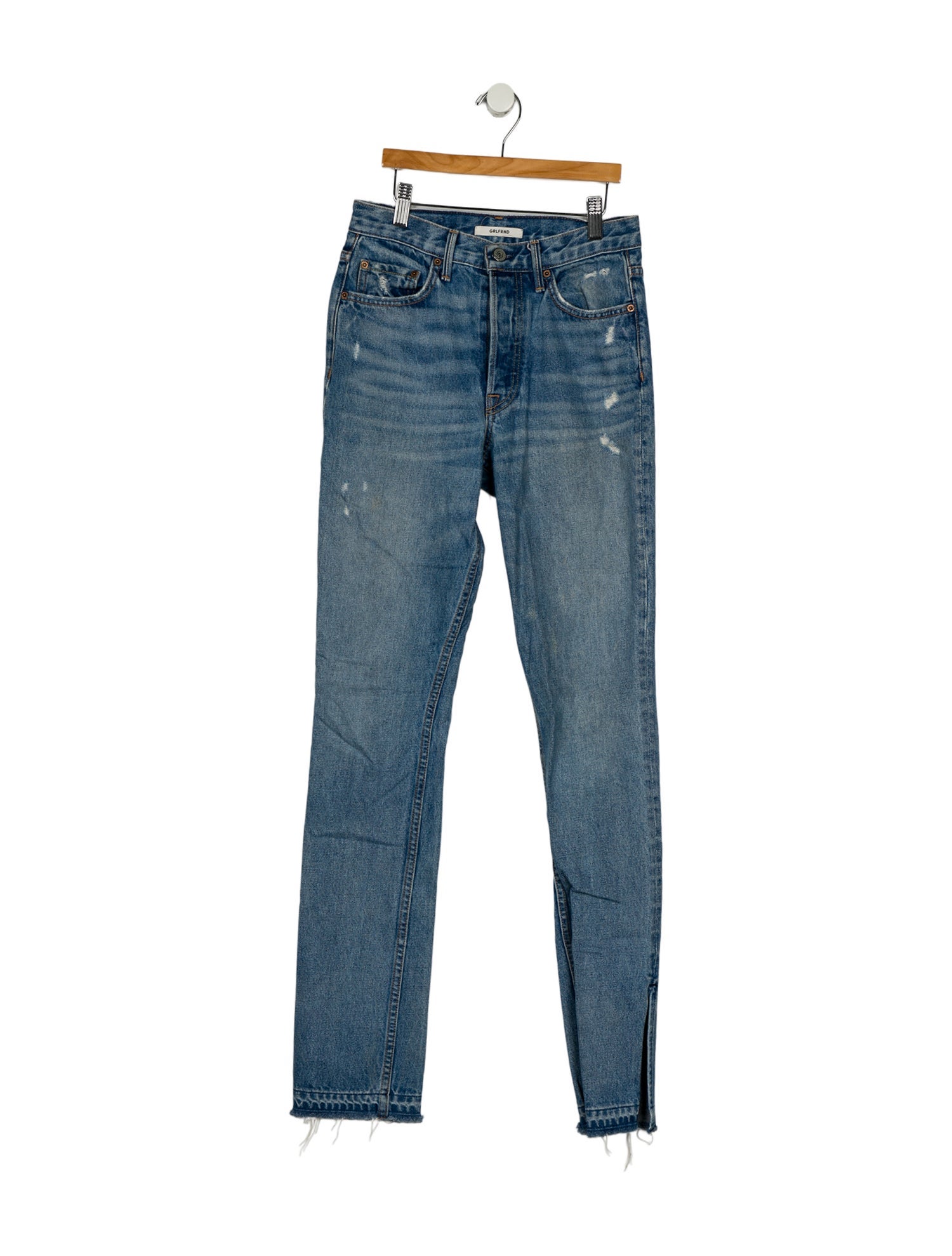 GRLFRND Mid-Rise Straight Leg Jeans