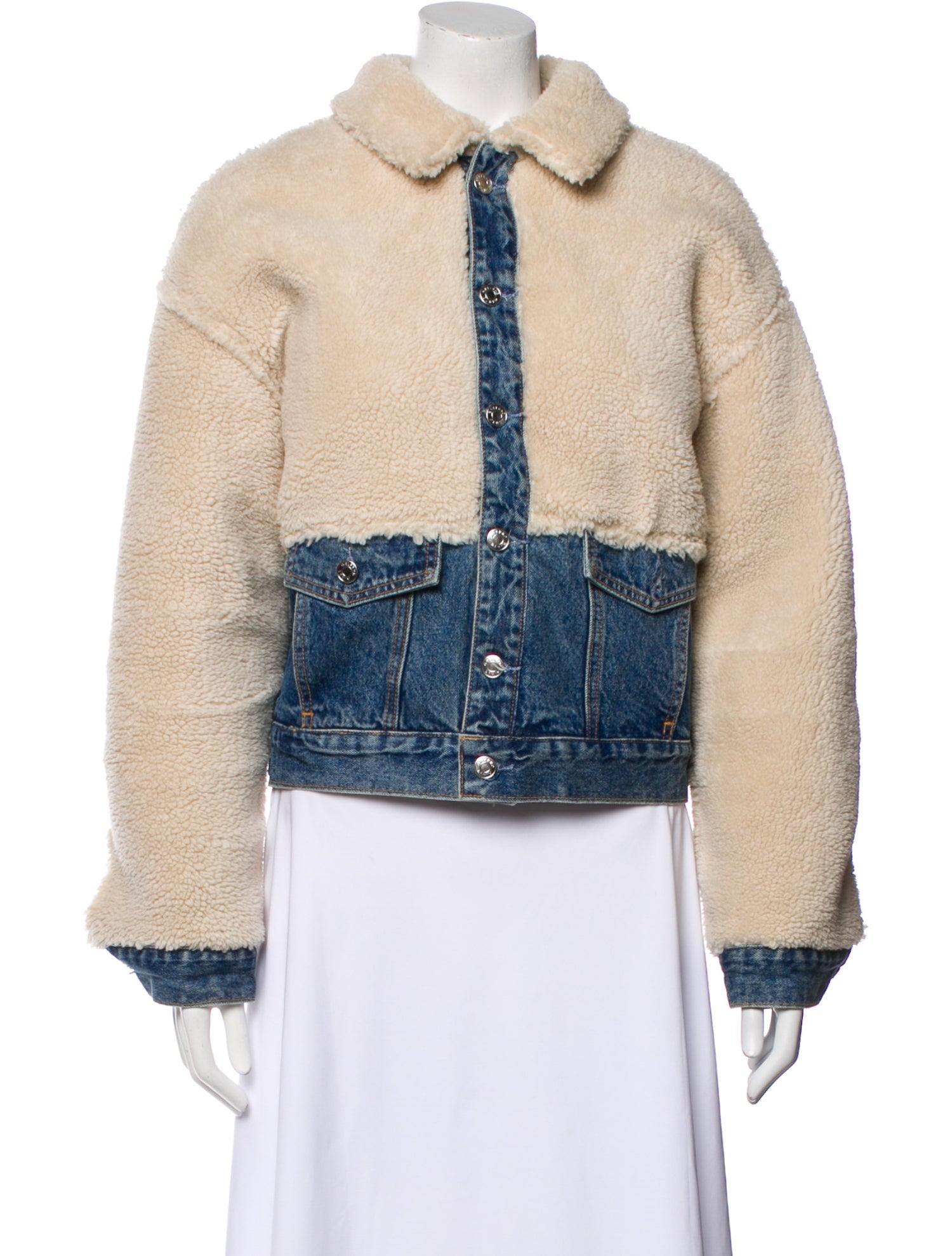 GRLFRND Colorblock Pattern Denim Jacket