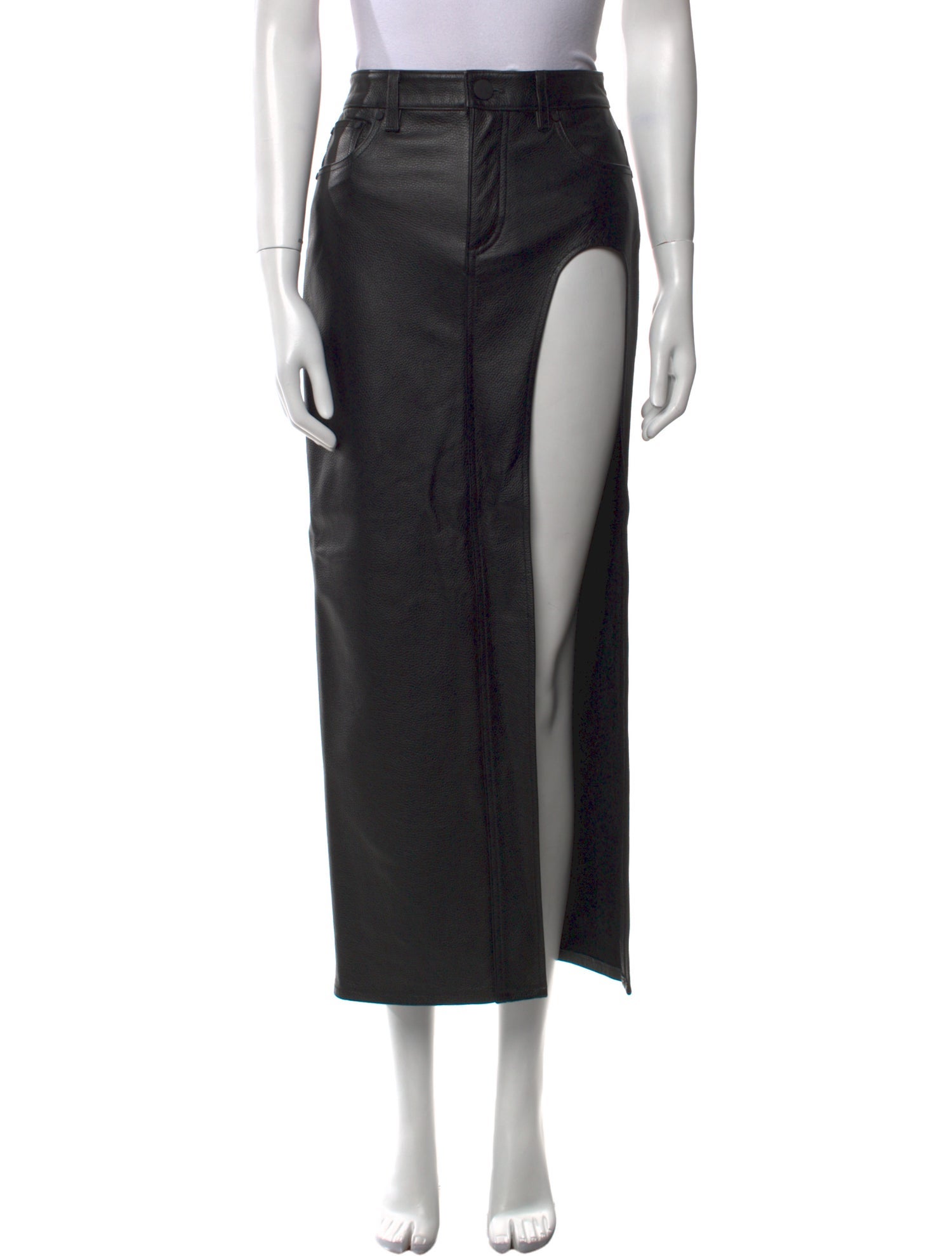 GRLFRND Leather Midi Length Skirt