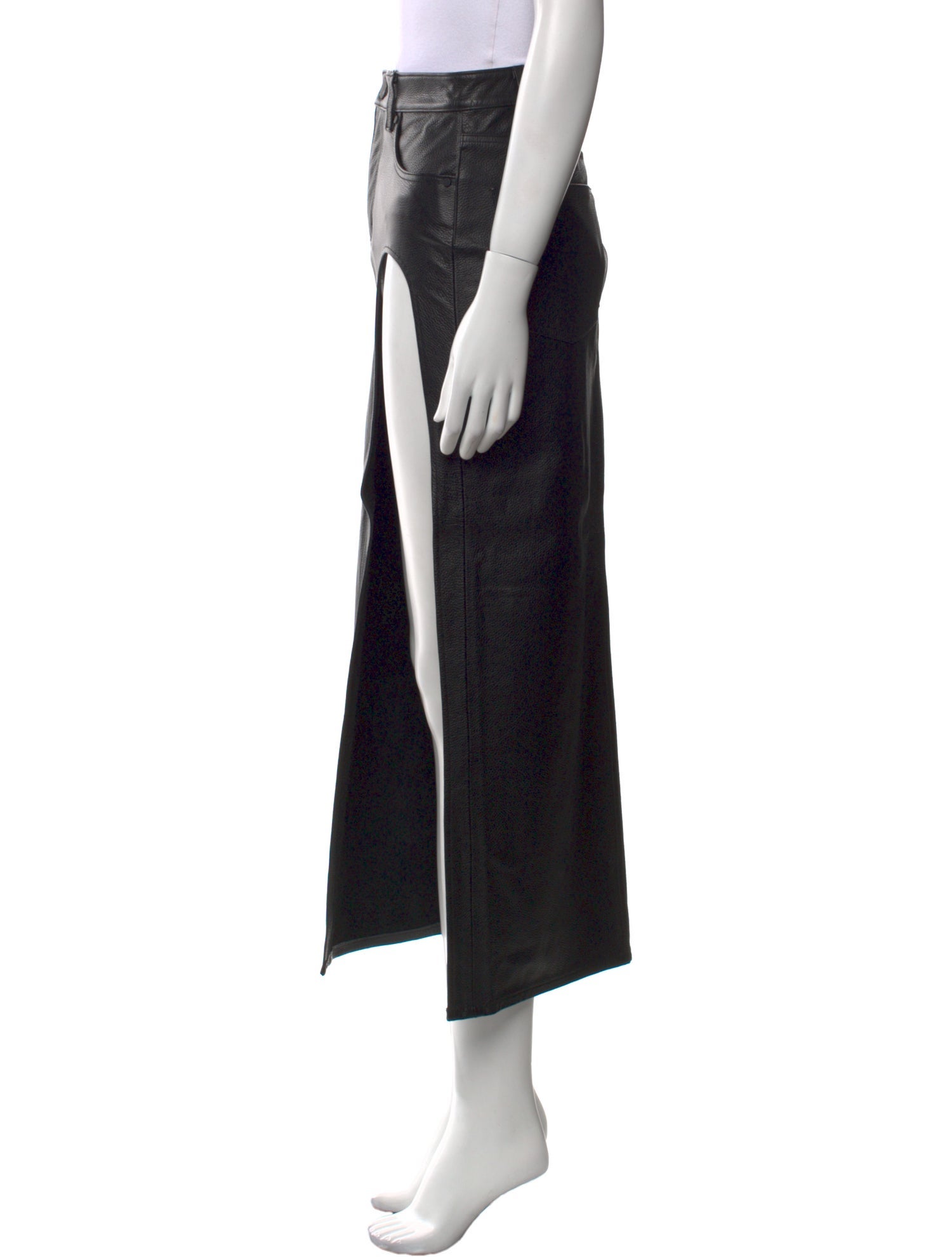 GRLFRND Leather Midi Length Skirt