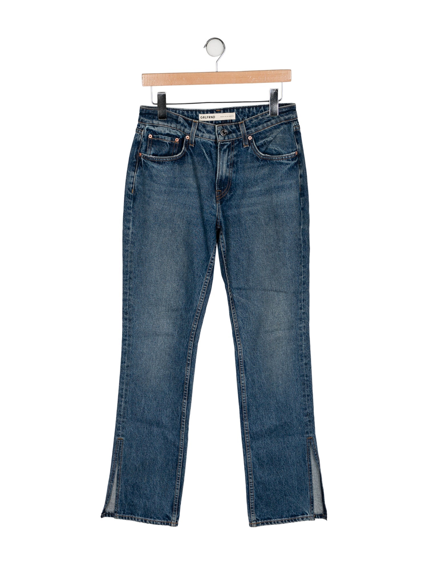 GRLFRND Mid-Rise Straight Leg Jeans