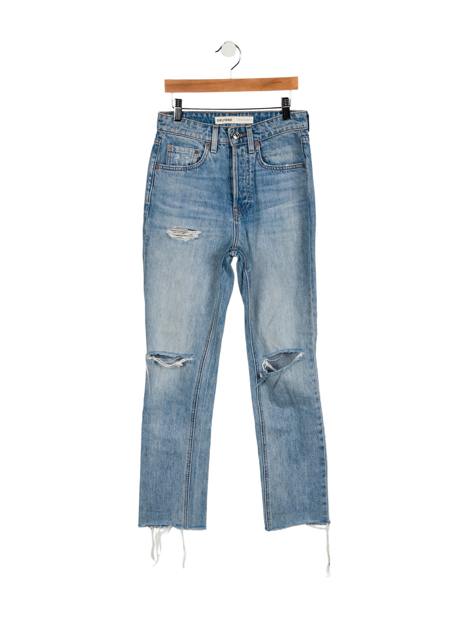 GRLFRND Mid-Rise Straight Leg Jeans