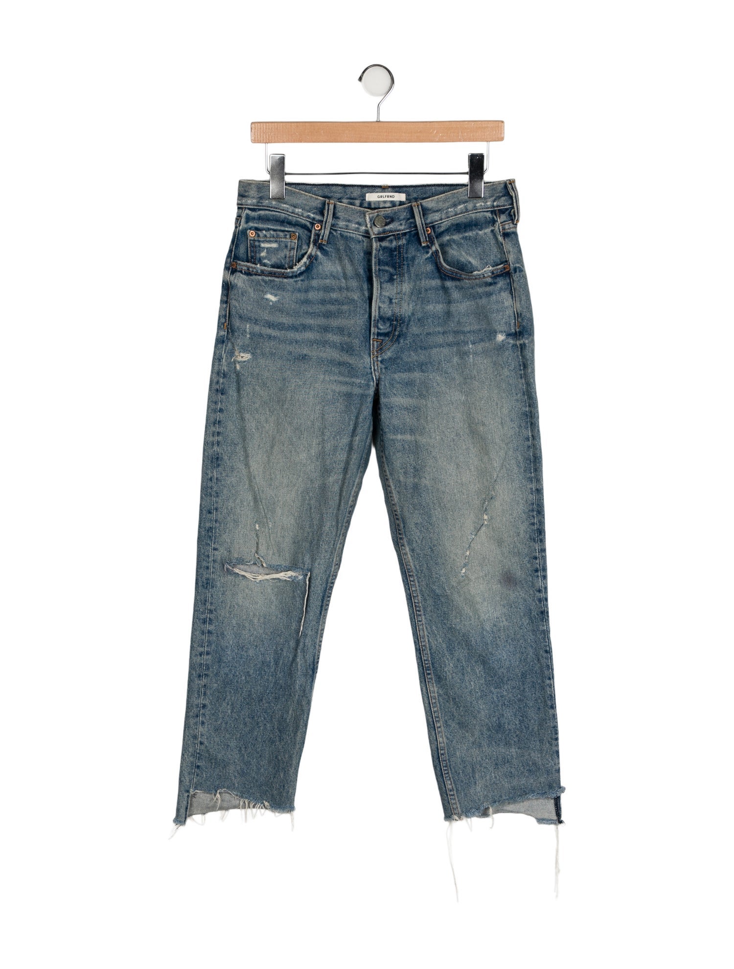 GRLFRND Mid-Rise Straight Leg Jeans