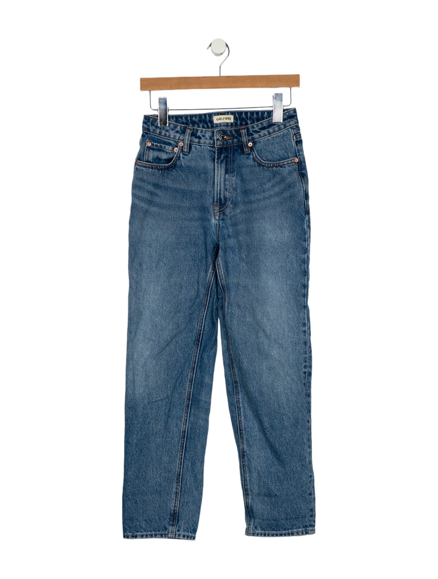 GRLFRND Mid-Rise Straight Leg Jeans