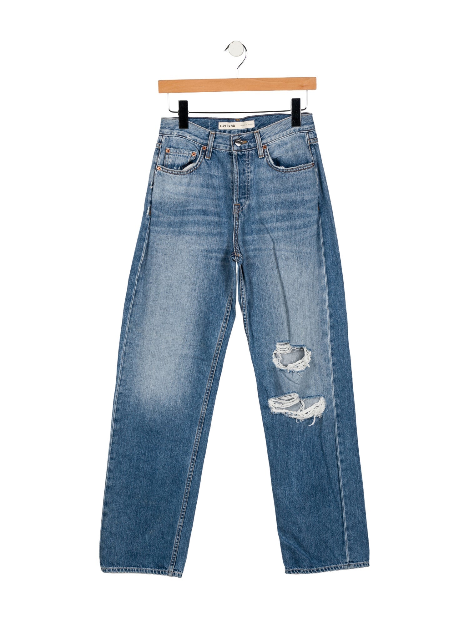 GRLFRND Mid-Rise Straight Leg Jeans