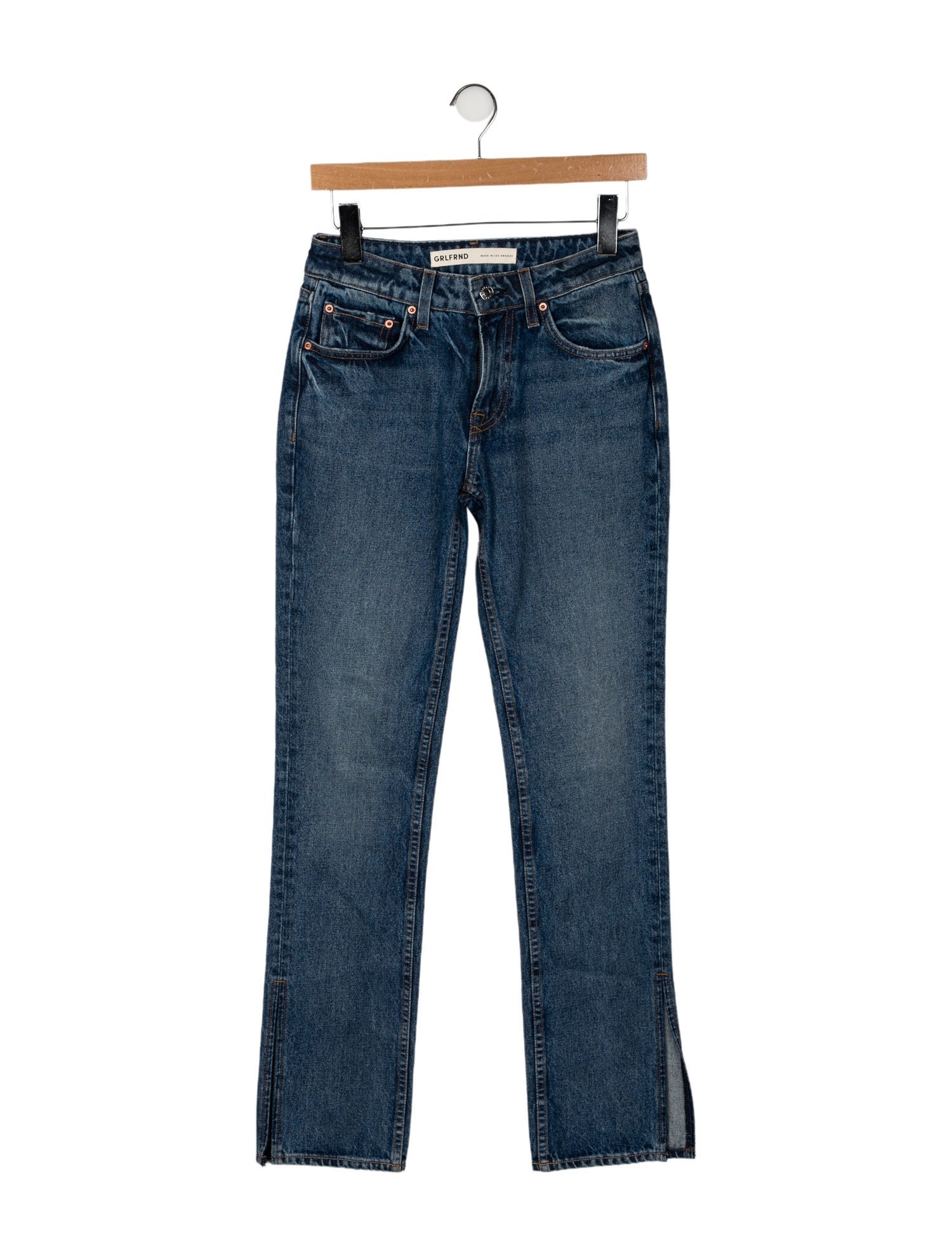GRLFRND Mid-Rise Straight Leg Jeans