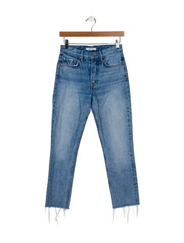 Pre-owned Grlfrnd Mid-rise Straight Leg Jeans In Blue