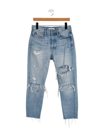 Pre-owned Grlfrnd Mid-rise Straight Leg Jeans In Blue