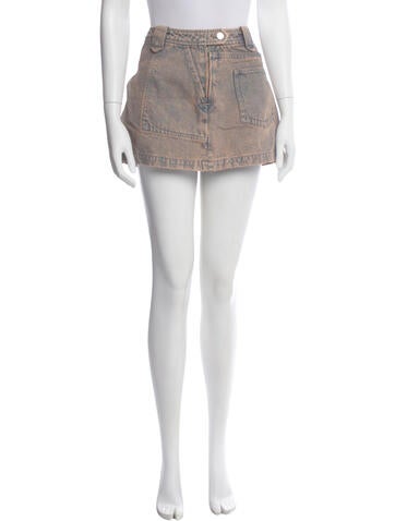Pre-owned Grlfrnd Distressed Accents Mini Skirt In Blue