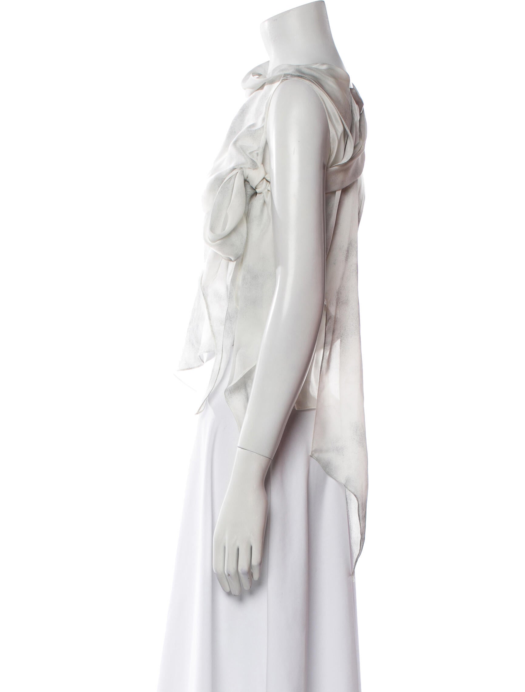 GRACE LING Silk Bateau Neckline Crop Top