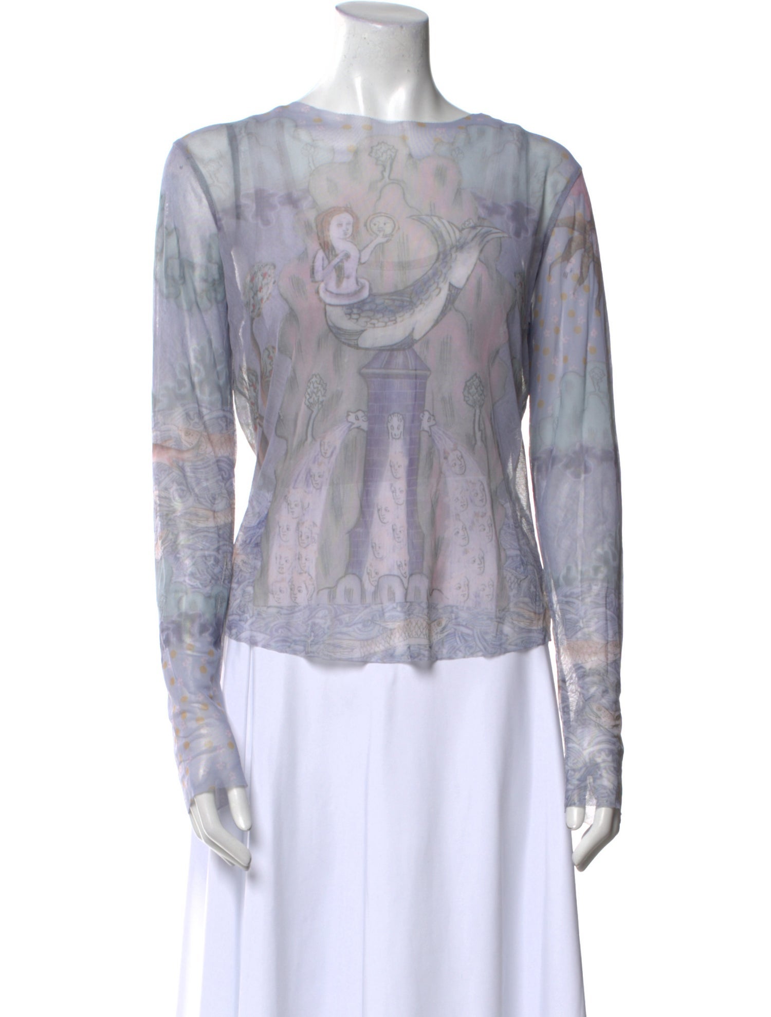 Grover Rad Printed Bateau Neckline Blouse