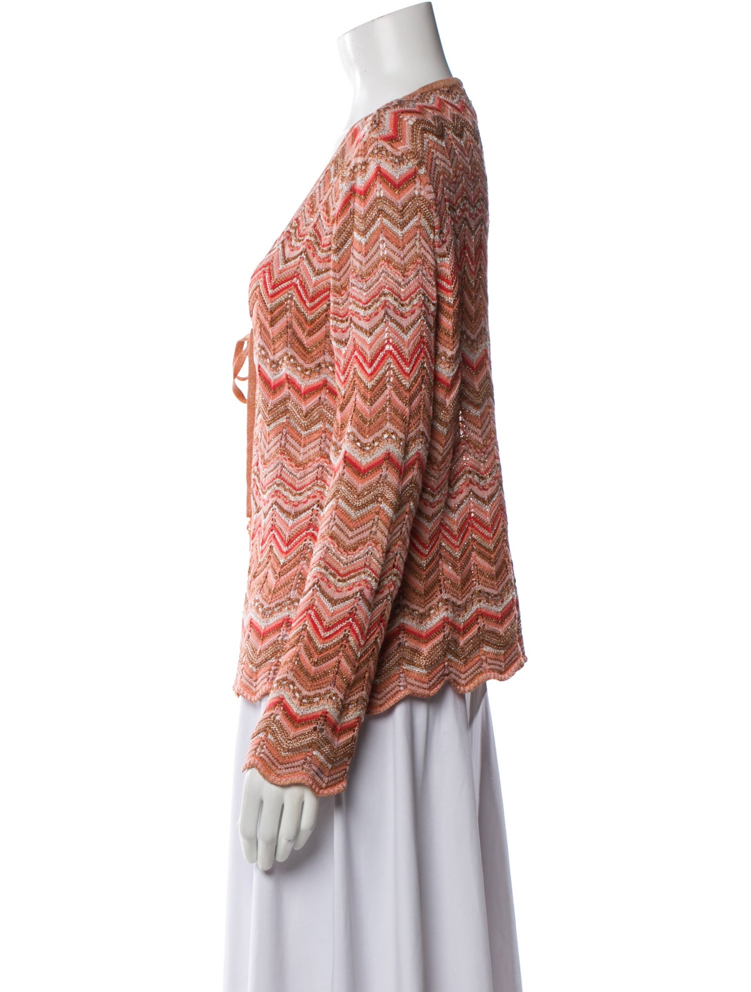 Griffith Gray For St. John Striped Plunge Neckline Sweater