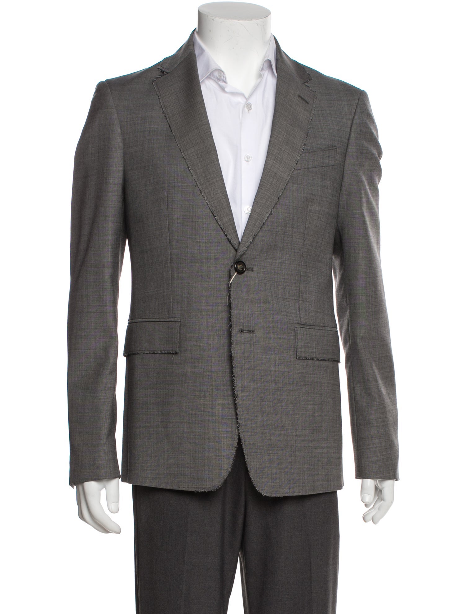 Grifoni Virgin Wool Raw-Edge Trim Blazer w/ Tags