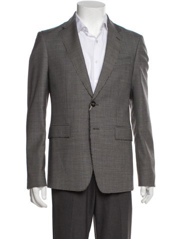 Grifoni Suiting Virgin Wool Raw-Edge Trim Blazer 3XL