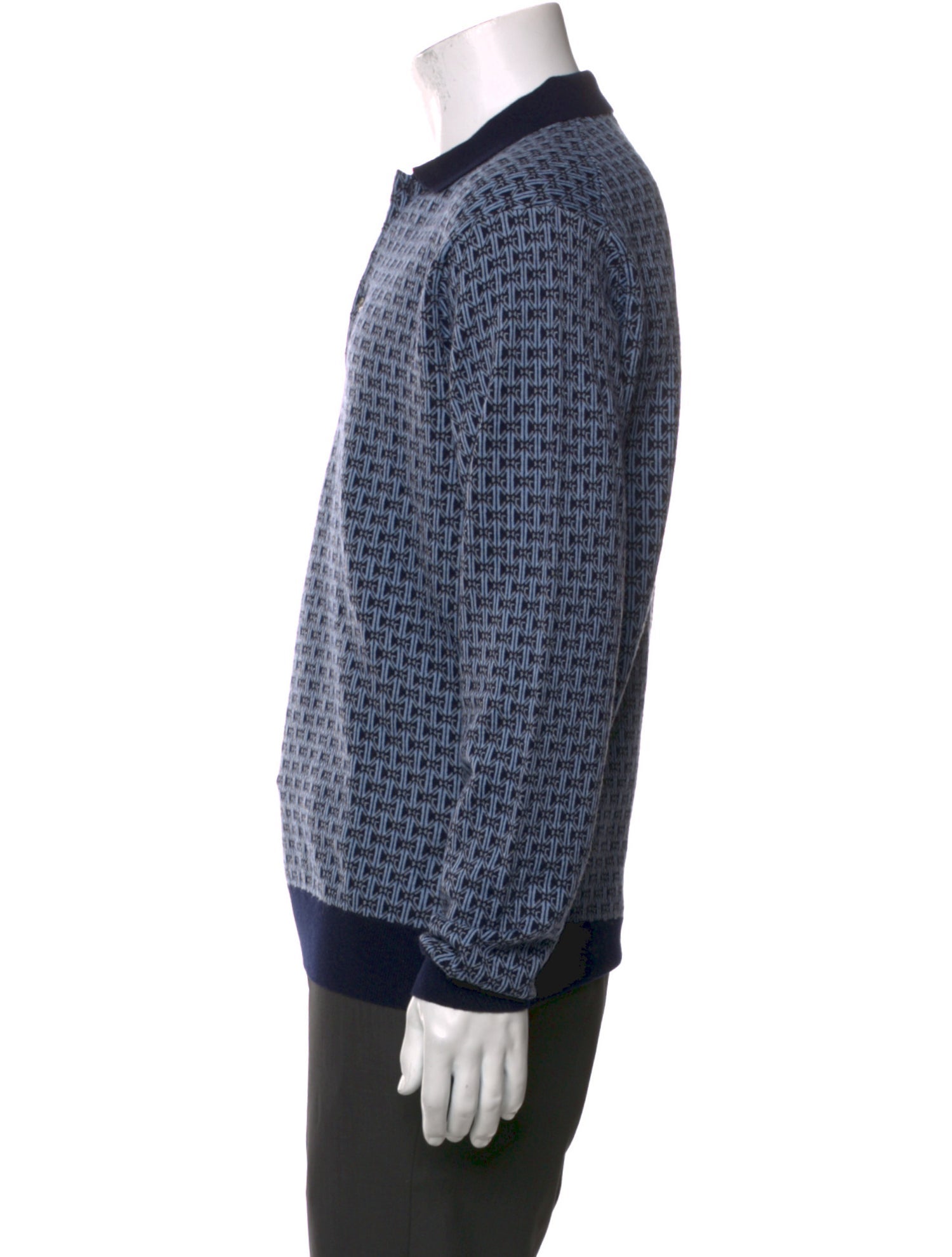 Greyson Wool Plaid Print Polo Sweater