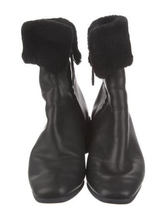 Gray Matters Leather Faux Fur Trim Boots