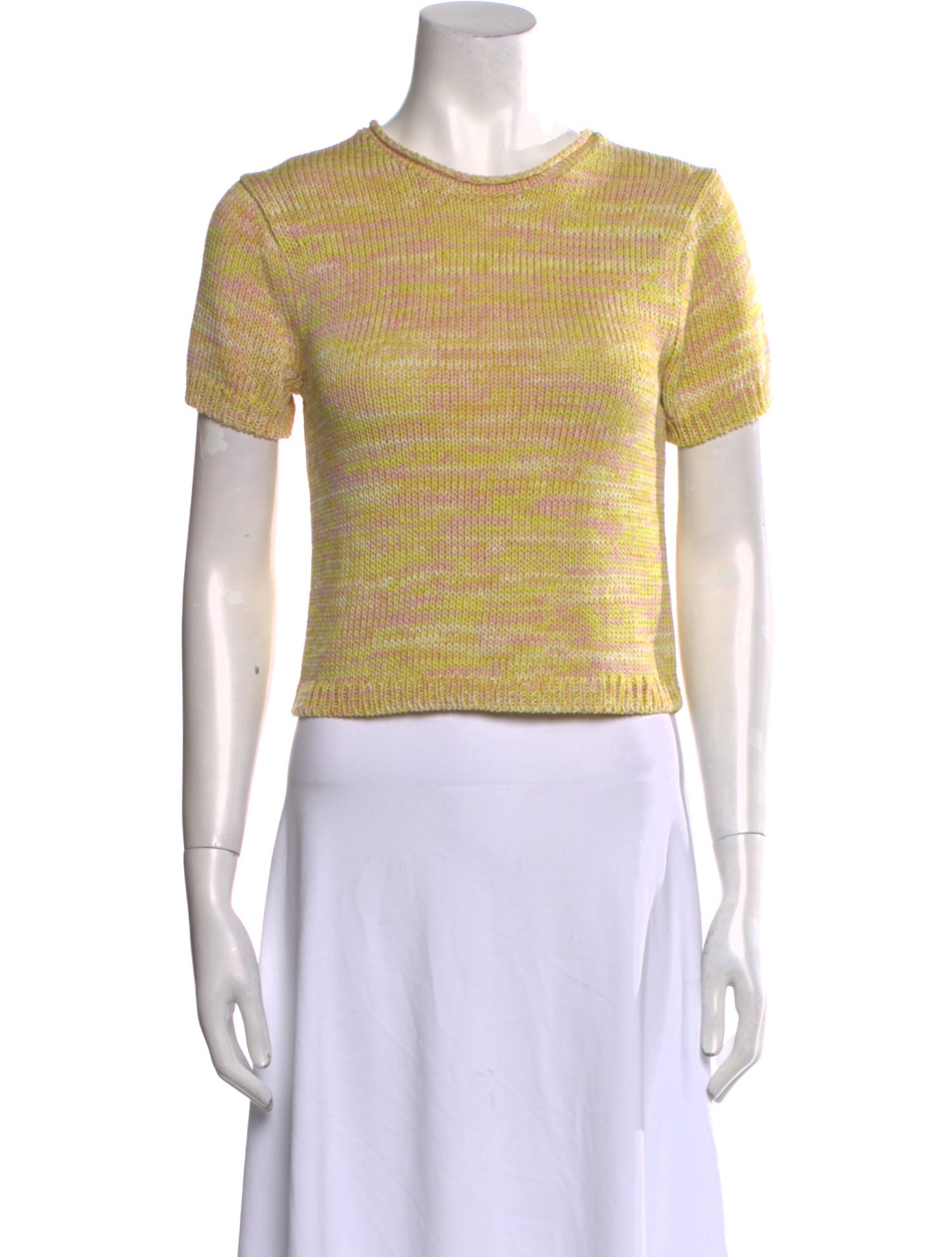 Guest in Residence Striped Crew Neck Crop Top