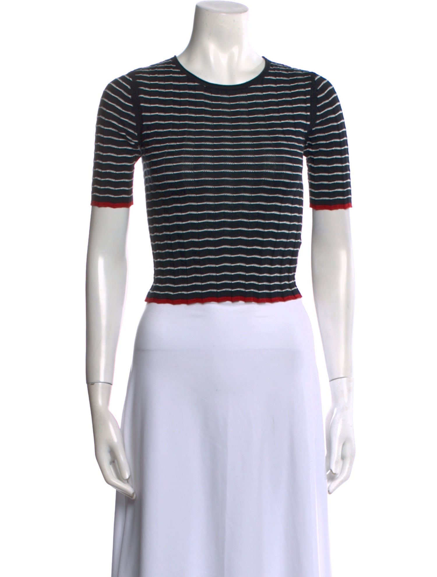 Guest in Residence Striped Crew Neck Crop Top