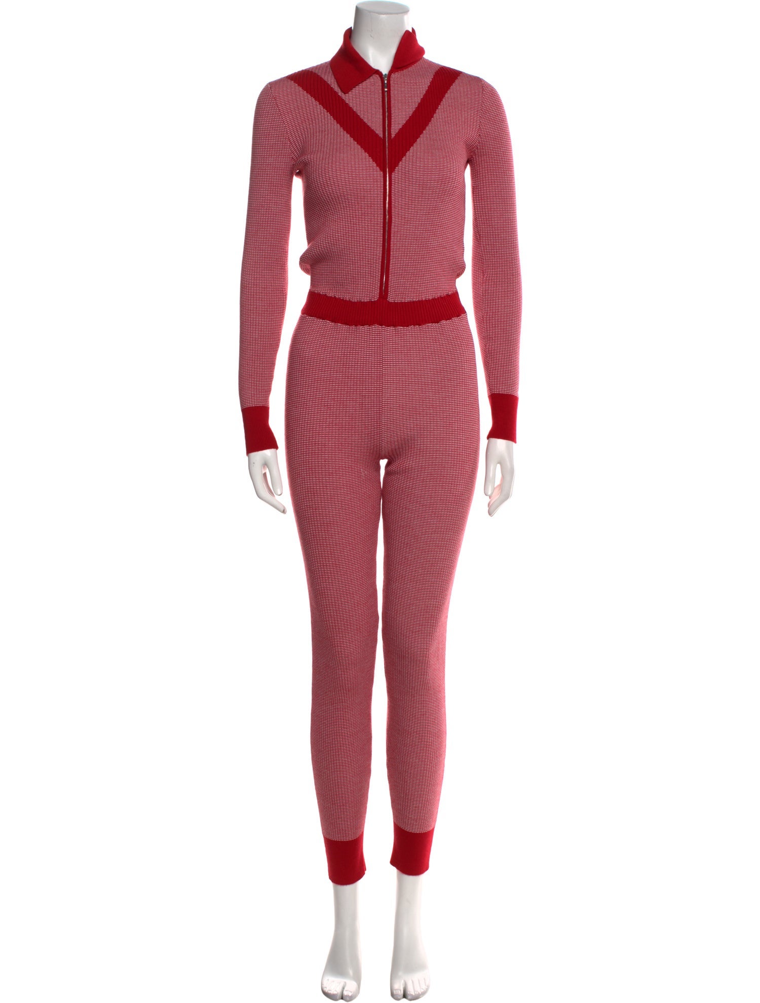 Guest in Residence Merino Wool Colorblock Pattern Jumpsuit