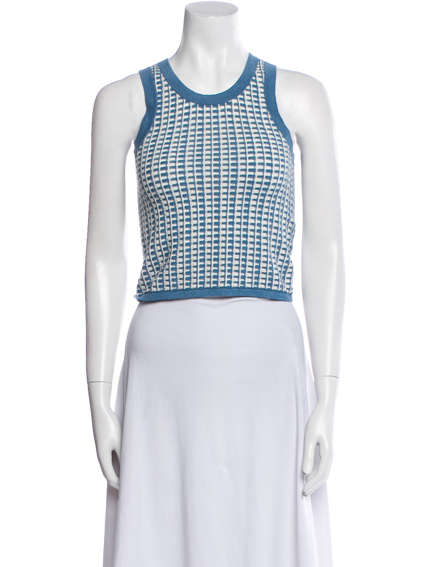 Guest in Residence Plaid Print Scoop Neck Crop Top