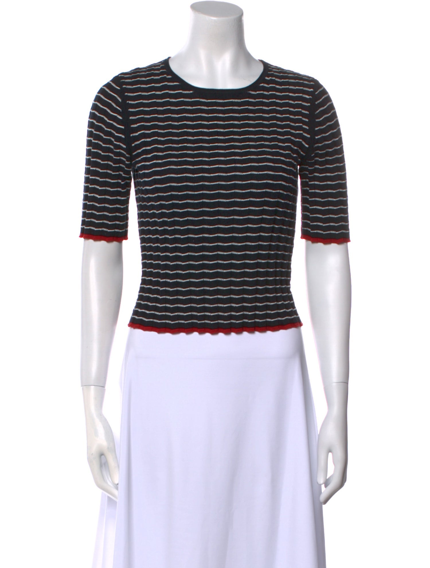Guest in Residence Striped Crew Neck Crop Top
