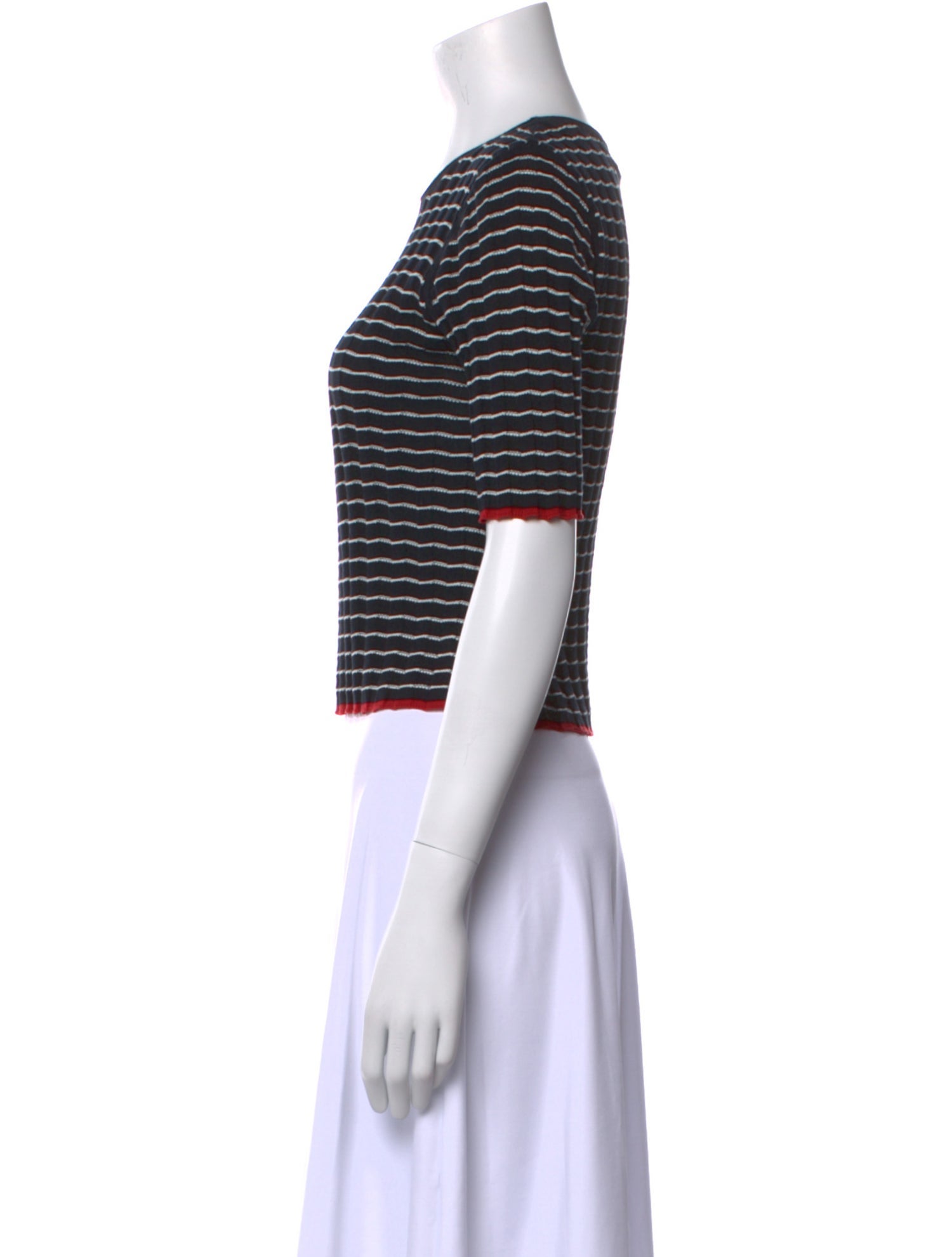 Guest in Residence Striped Crew Neck Crop Top