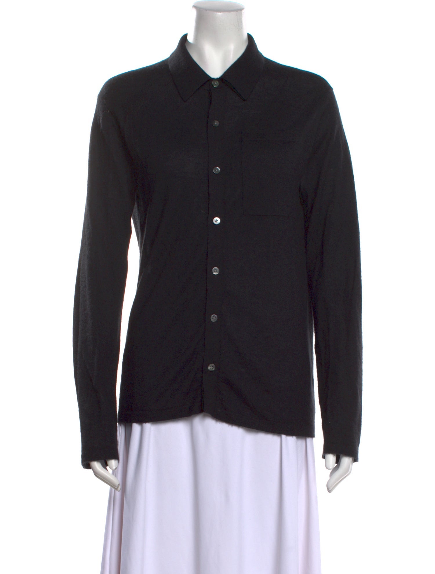Guest in Residence Cashmere Long Sleeve Button-Up Top