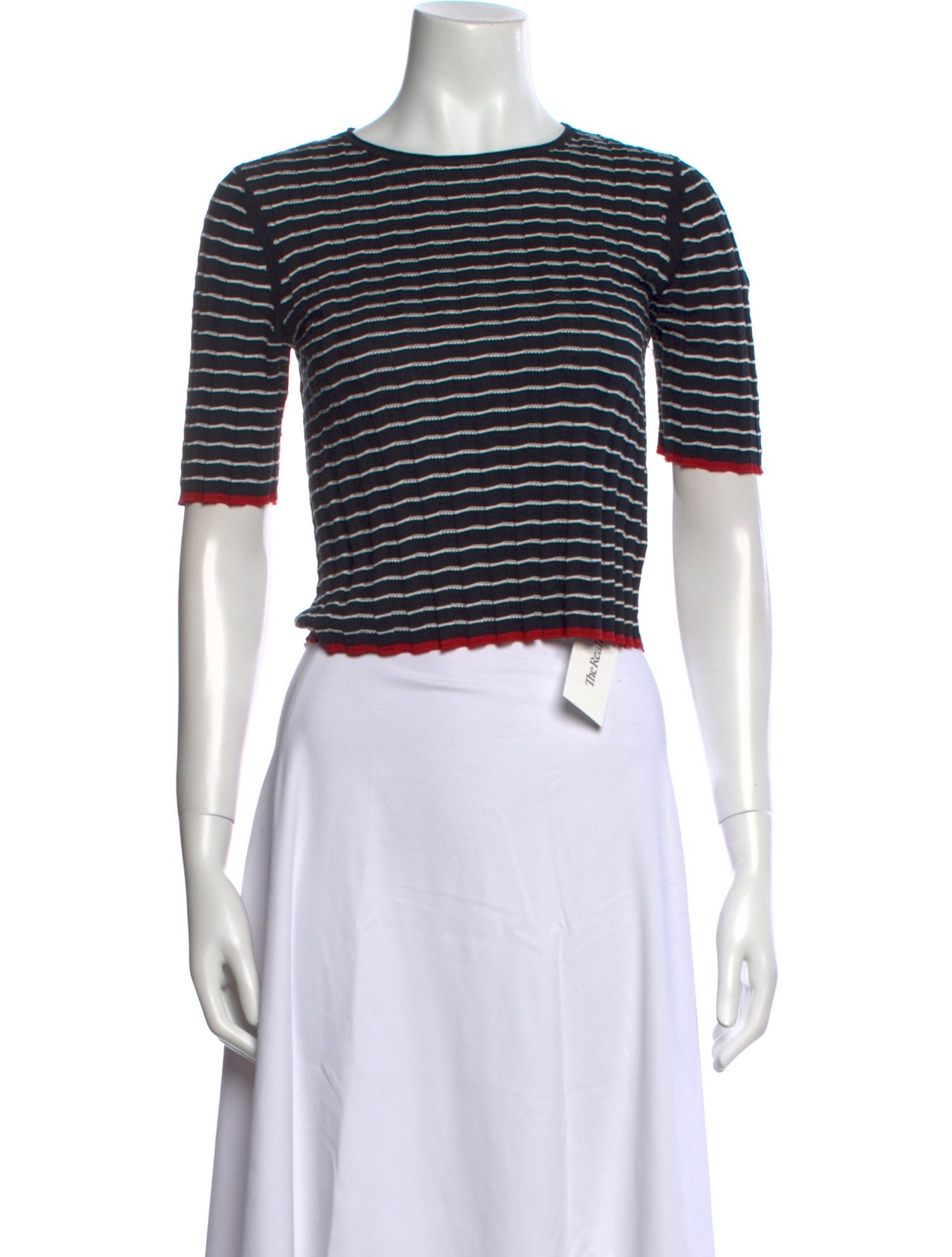 Guest in Residence Striped Crew Neck Crop Top