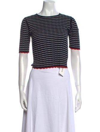 Guest in Residence Striped Crew Neck Crop Top