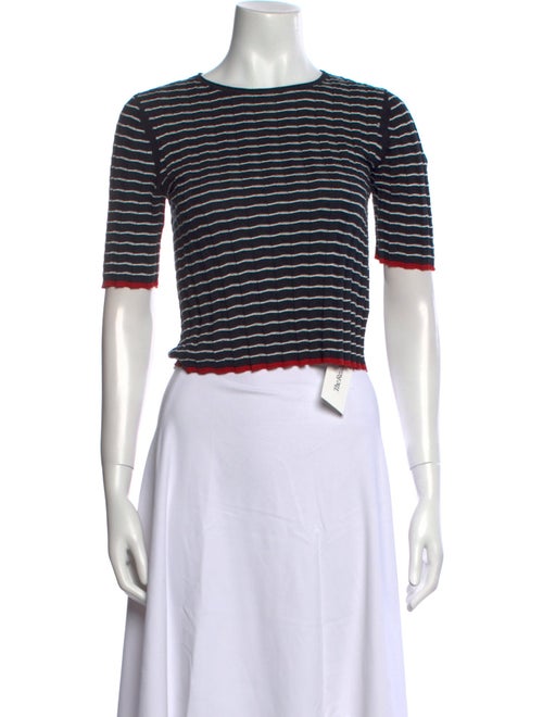 Guest in Residence Striped Crew Neck Crop Top