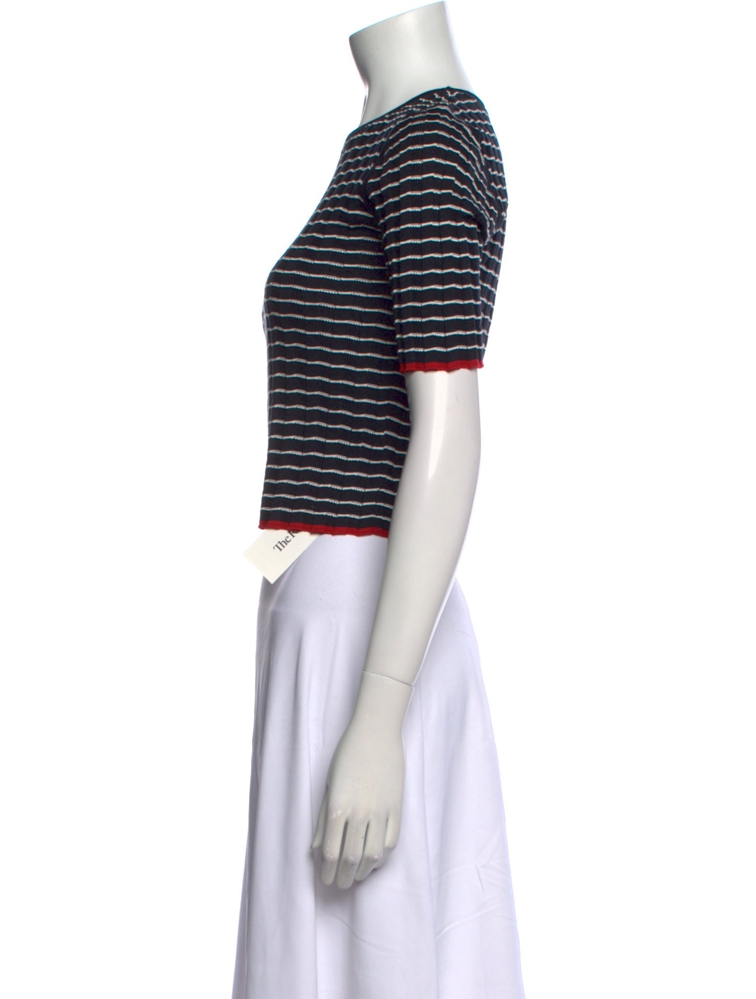 Guest in Residence Striped Crew Neck Crop Top