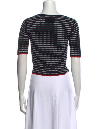 Guest in Residence Striped Crew Neck Crop Top