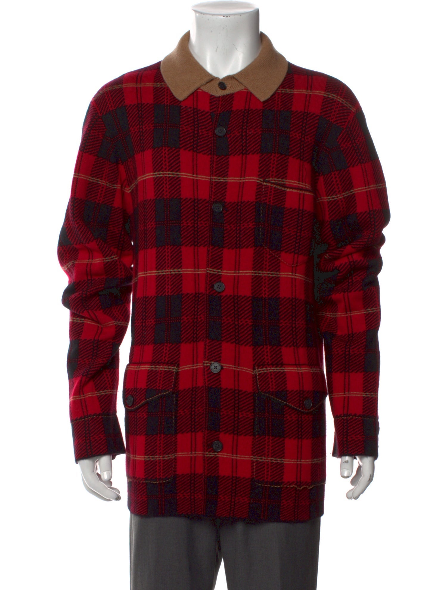 Guest in Residence Wool Plaid Print Polo Sweater
