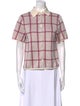 Guest in Residence Silk Plaid Print Button-Up Top
