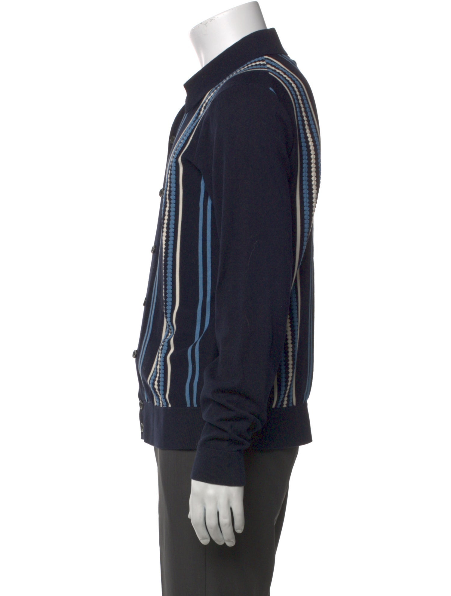 Guest in Residence Striped Collar Polo Sweater