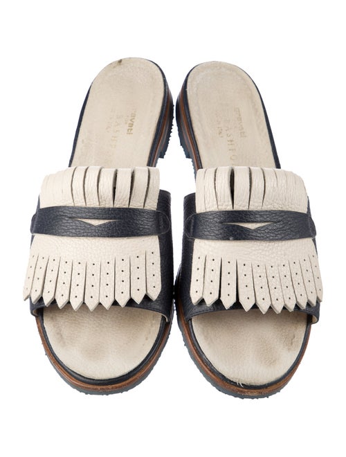 Gravati Leather Colorblock Pattern Slides