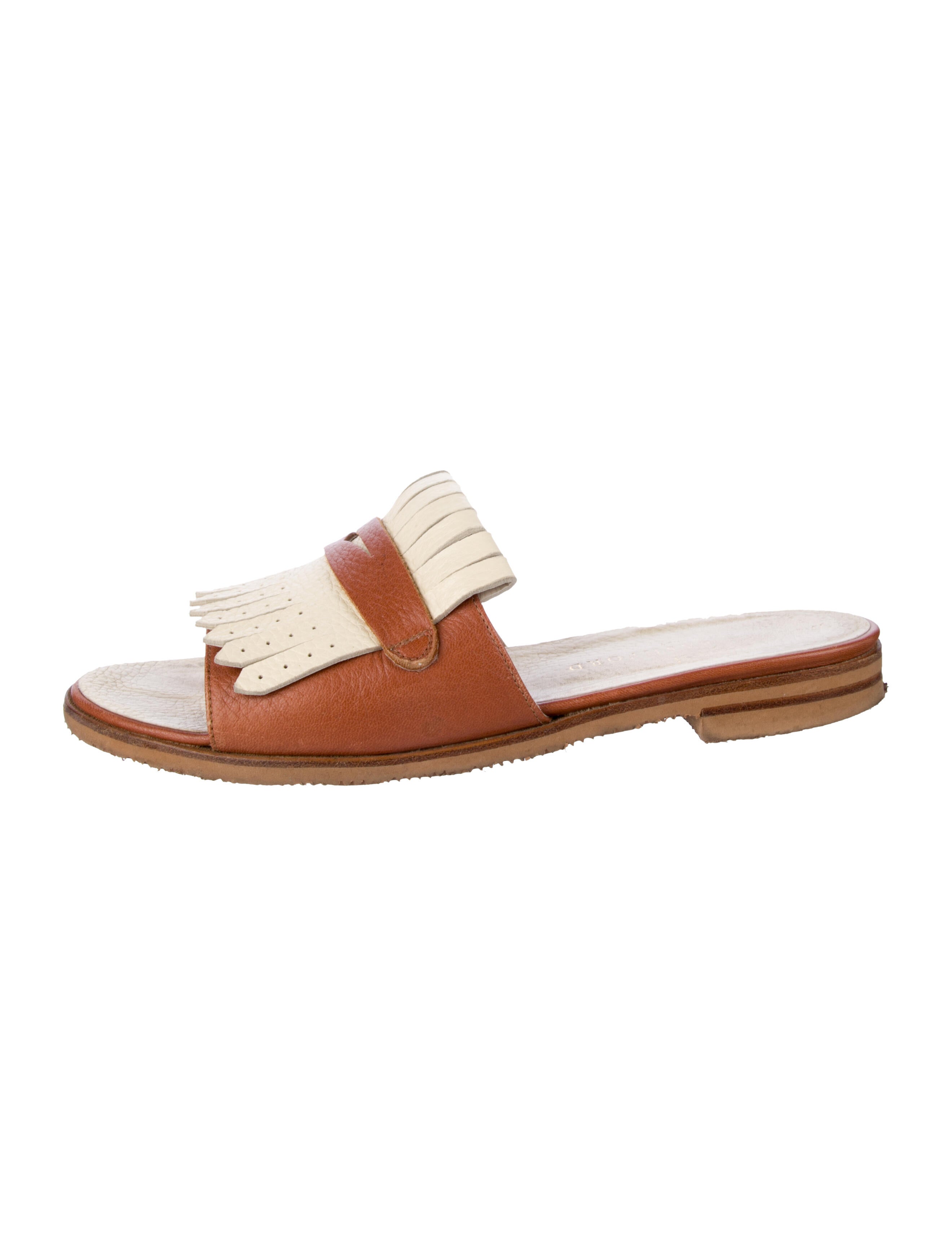 Gravati Leather Colorblock Pattern Slides