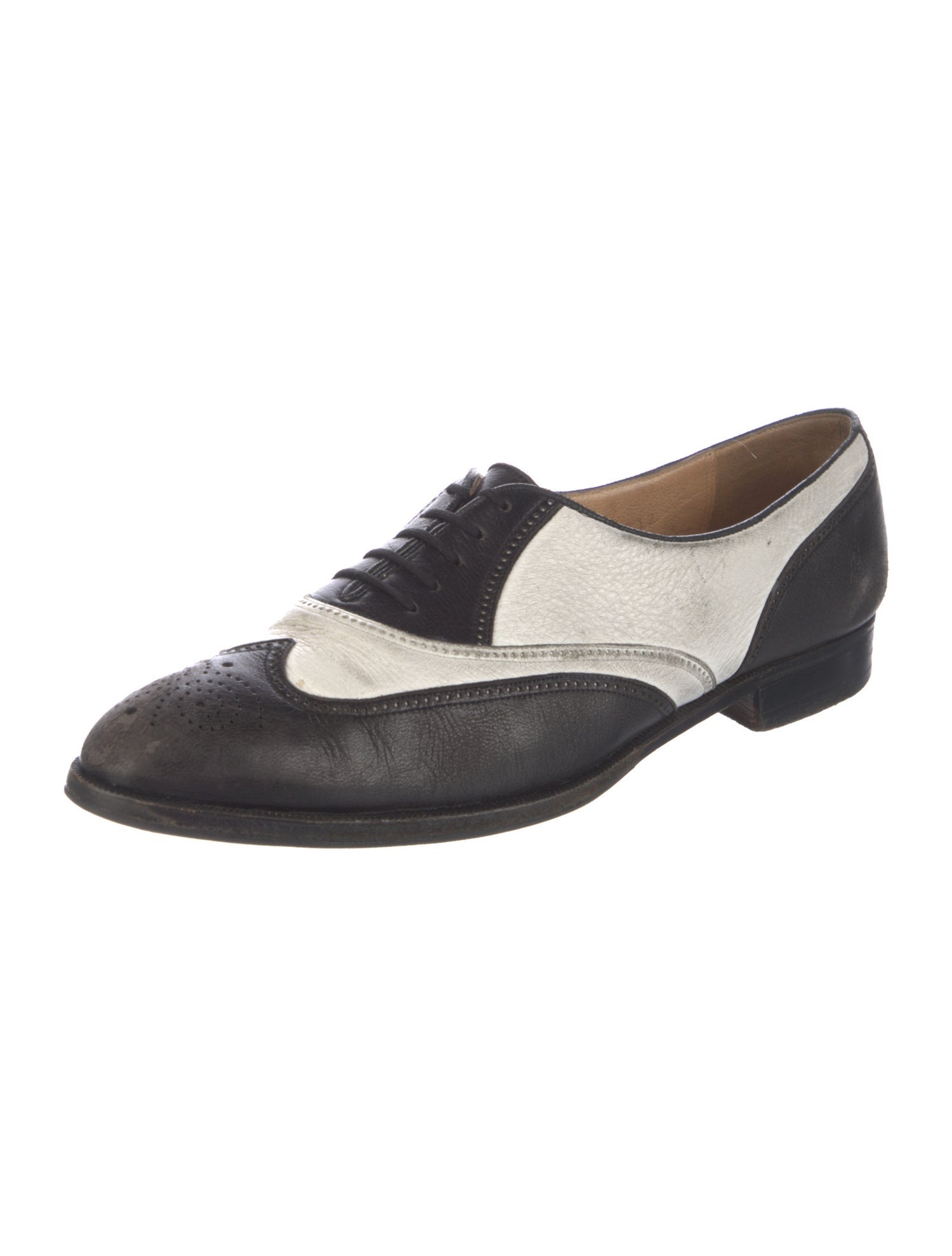 Neiman Marcus Leather Colorblock Pattern Oxfords