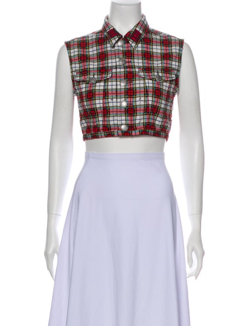Gaultier Jeans Vintage Plaid Print Vest Red