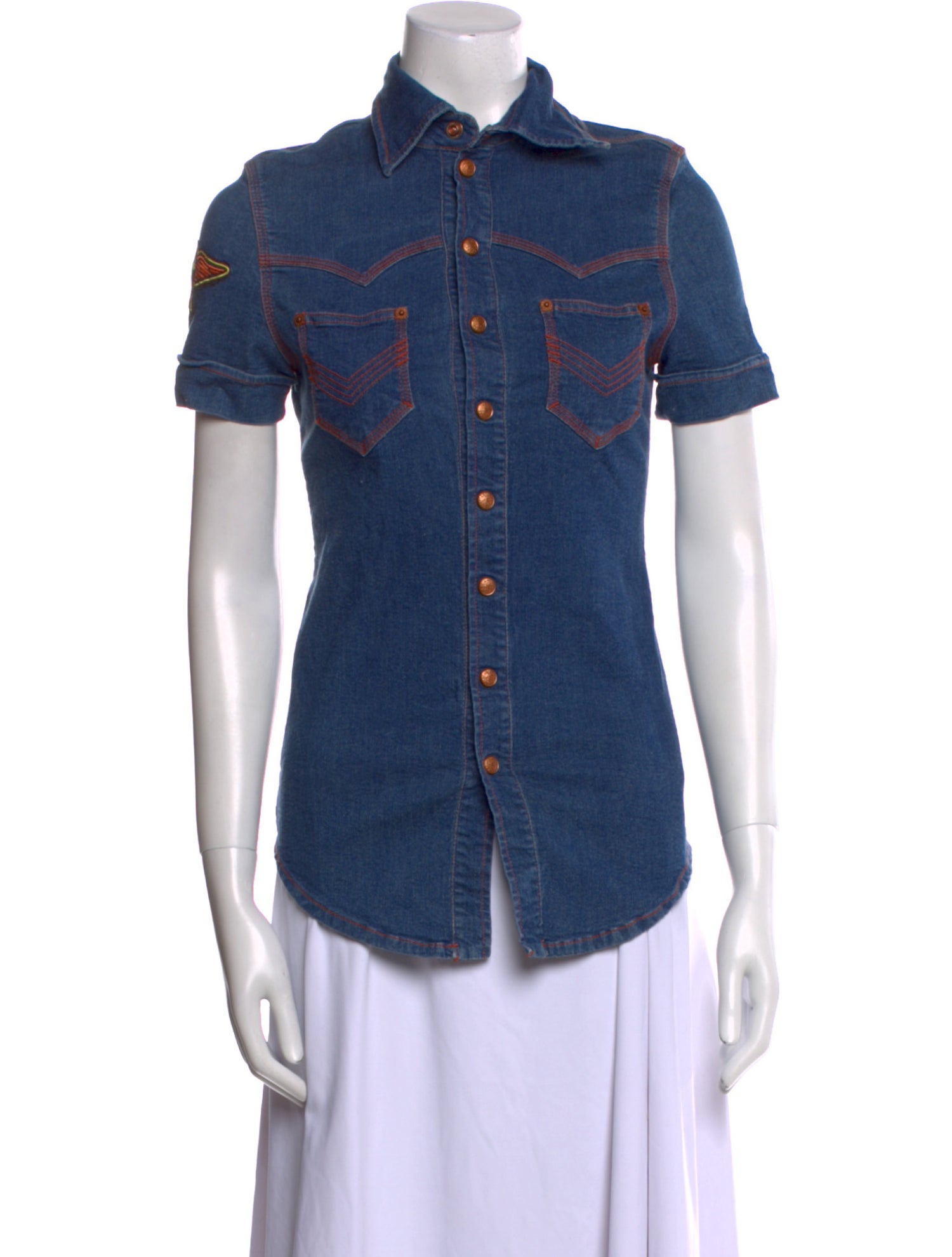 Gaultier Jeans Vintage Short Sleeve Button-Up Top