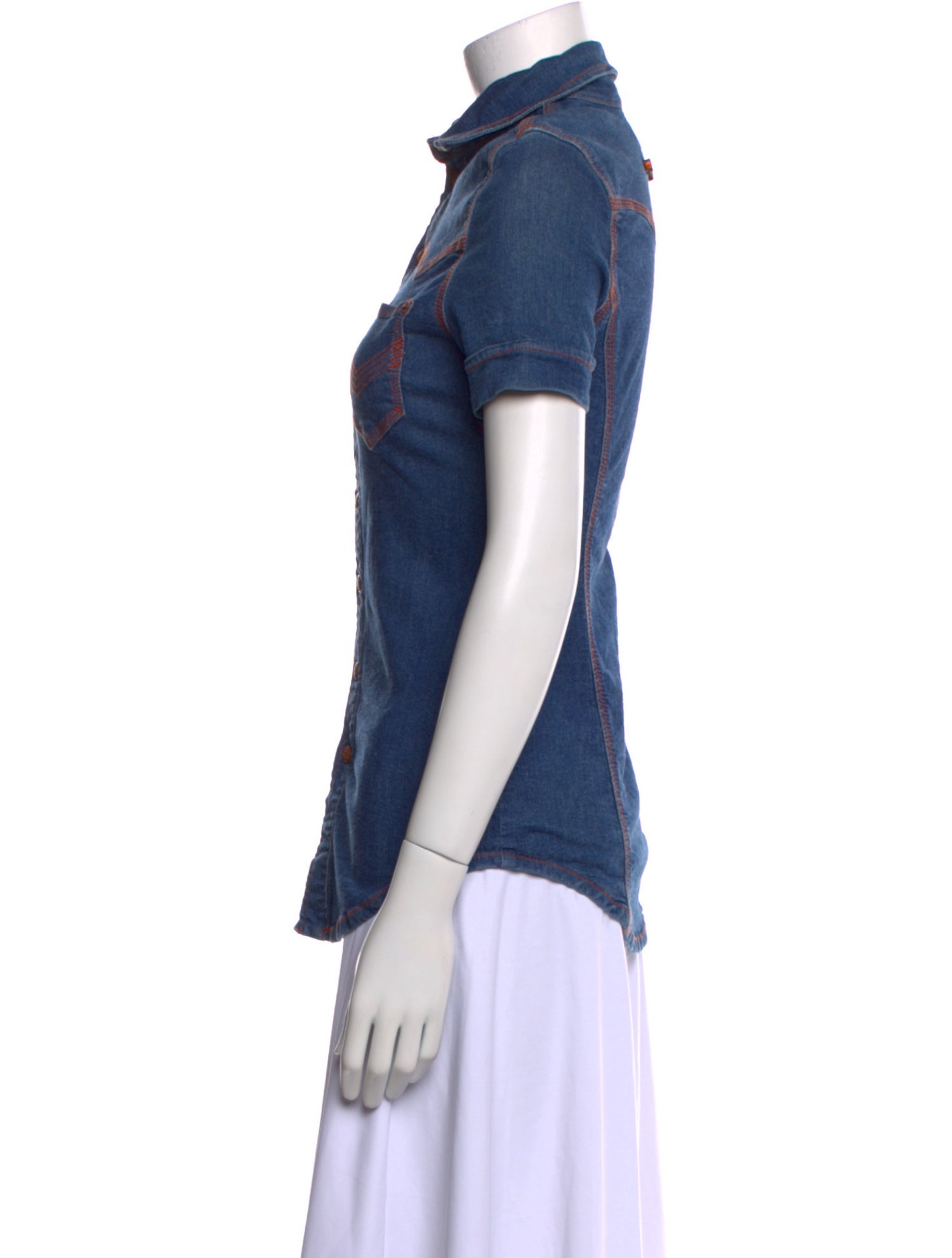 Gaultier Jeans Vintage Short Sleeve Button-Up Top