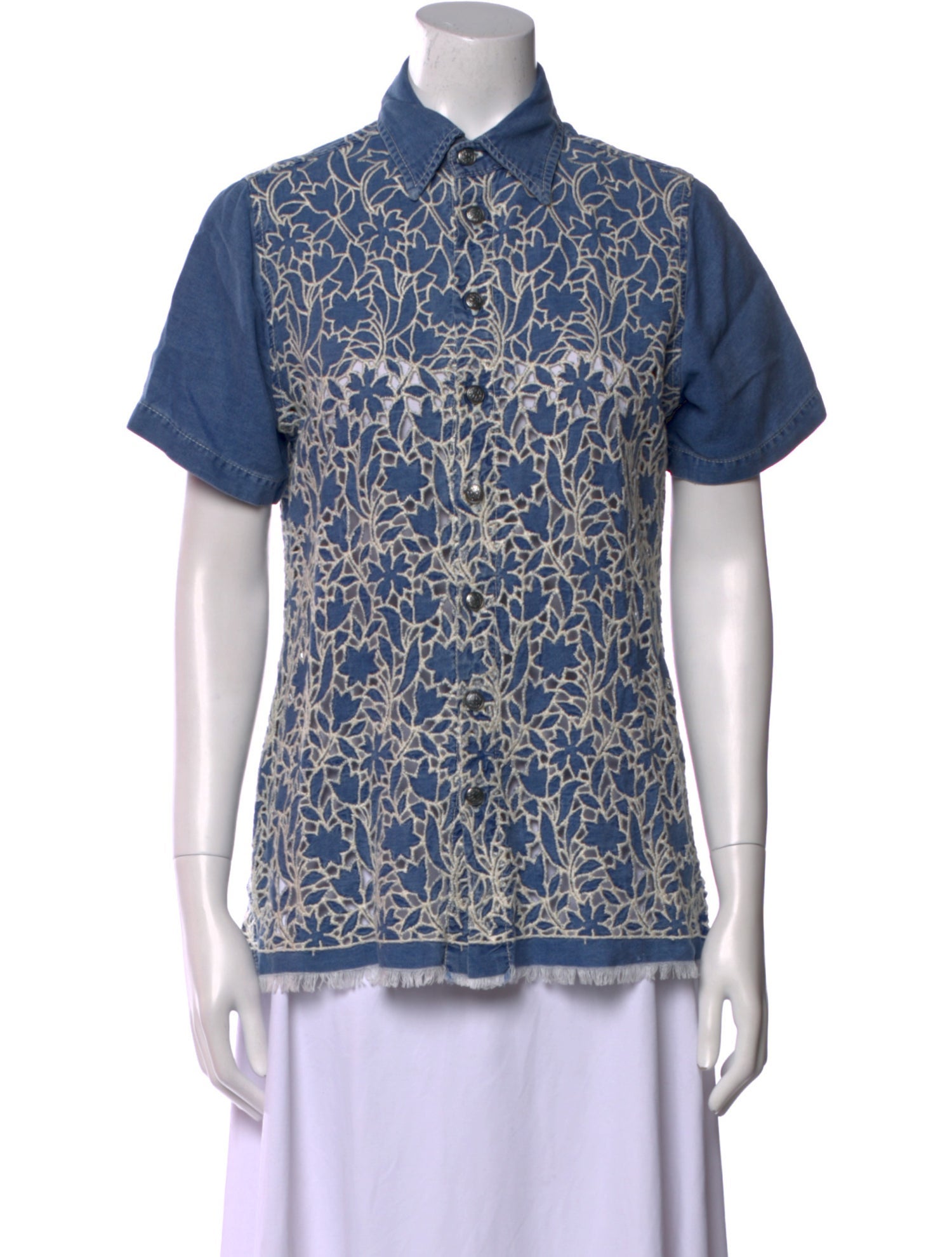 Gaultier Jeans Vintage Paisley Print Button-Up Top
